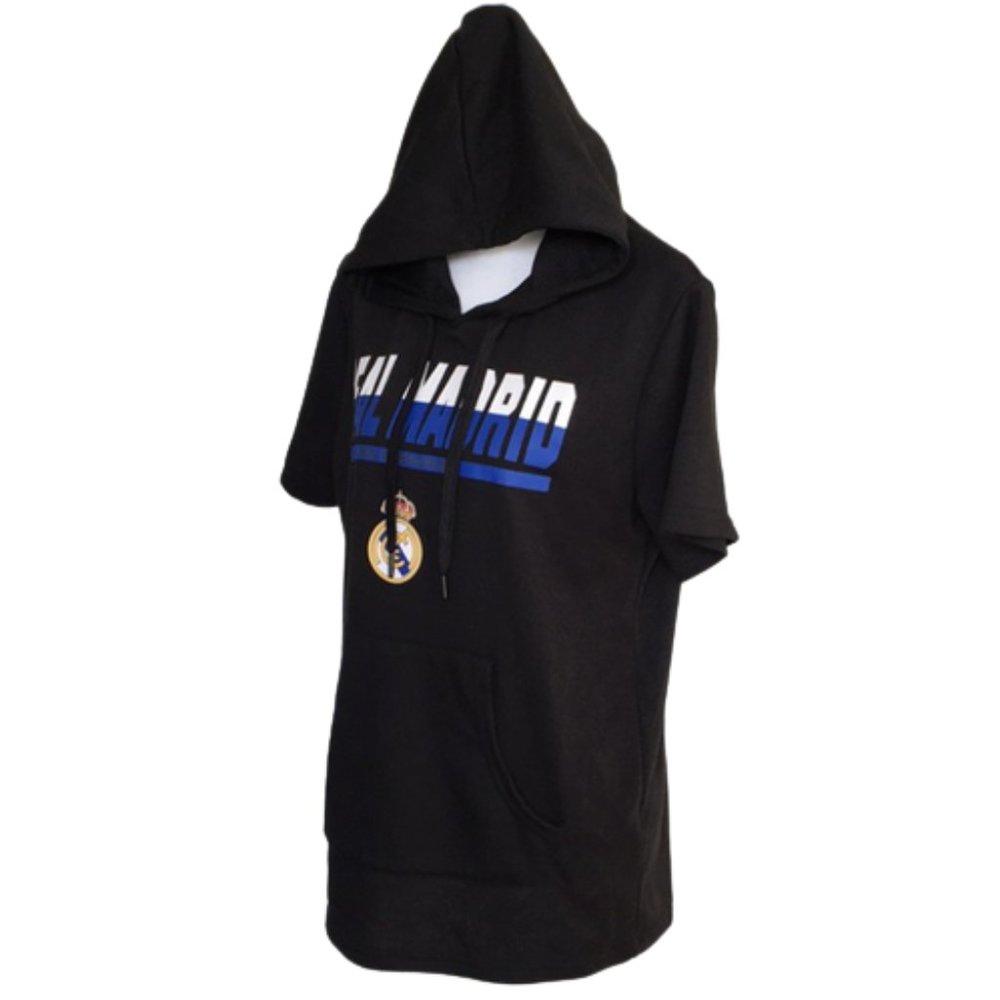 Real Madrid Hoodie, short sleeve, Licensed Real M. Front pouch pocket size M,